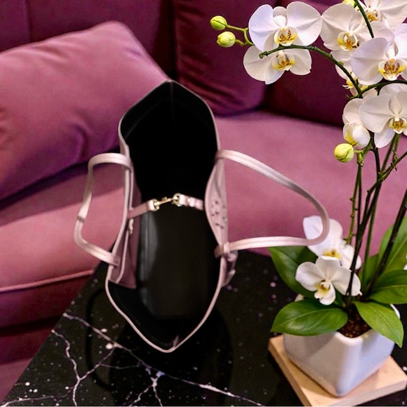 New! Tory Burch McGraw Metallic Pink Leather Tote — NWOT - Picture 6 of 10